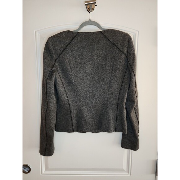 Tahari Gray Black Two Tone Shawl Lapel Zip Rayon Blend Lined Blazer Jacket Sz 6 - Picture 5 of 10